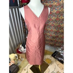 INC International Concepts Rosewood Pink Embroidered V-Neck Sheath Dress M